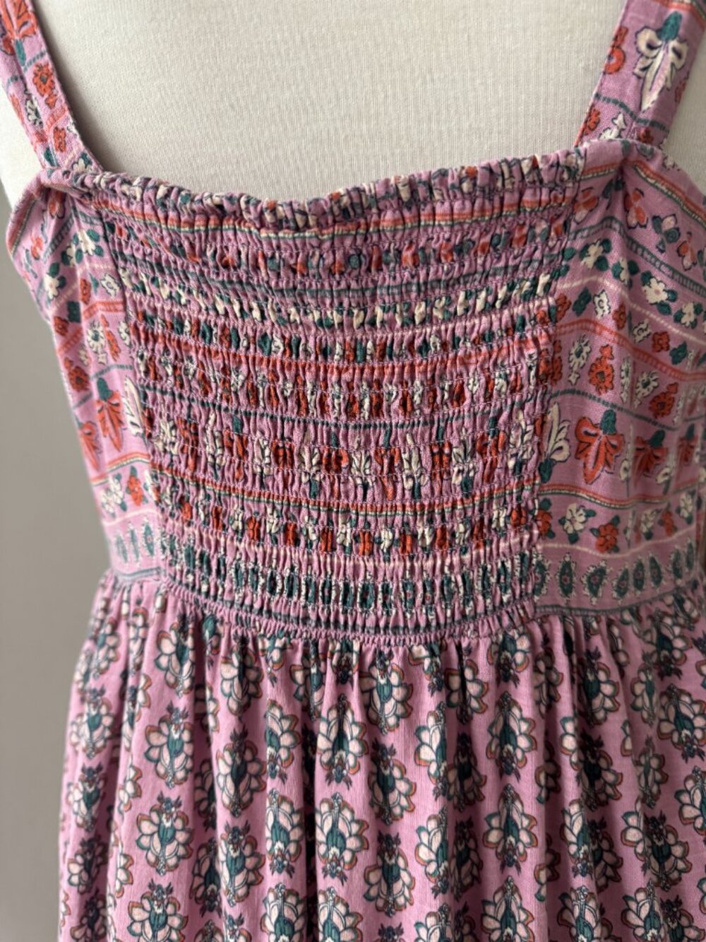 Knox Rose Paisley Floral Tiered Smocked-Back Peasant Maxi Dress M Medium - Picture 7 of 14